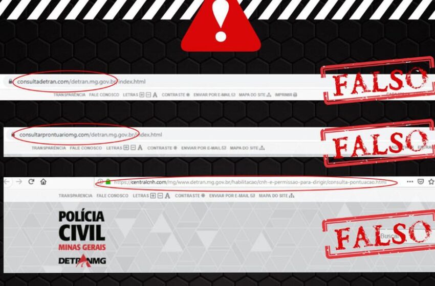  Criminosos clonam site oficial do Detran de Minas para aplicar golpes