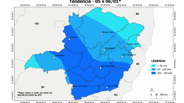Defesa Civil alerta para chuvas de até 200 mm nas próximas 48 horas em Minas Gerais